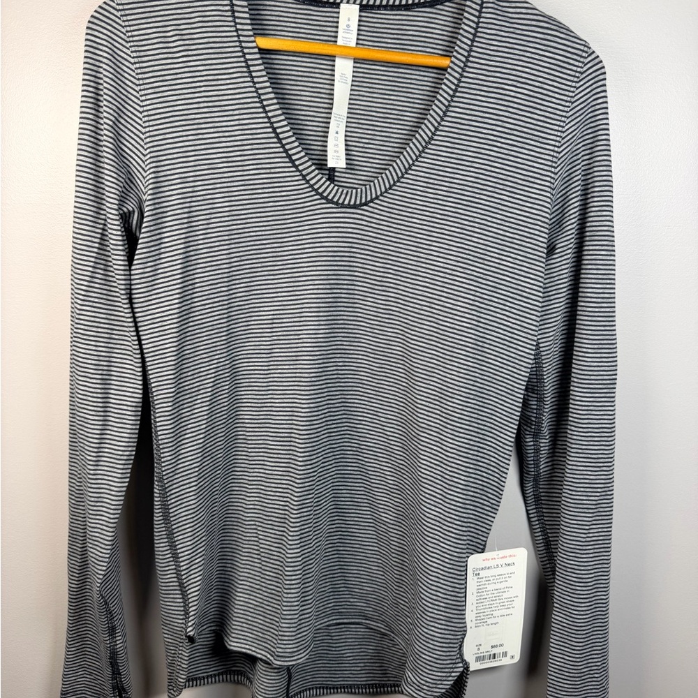 lululemon athletica Black and White Striped Long Sleeve Tee circadian 8